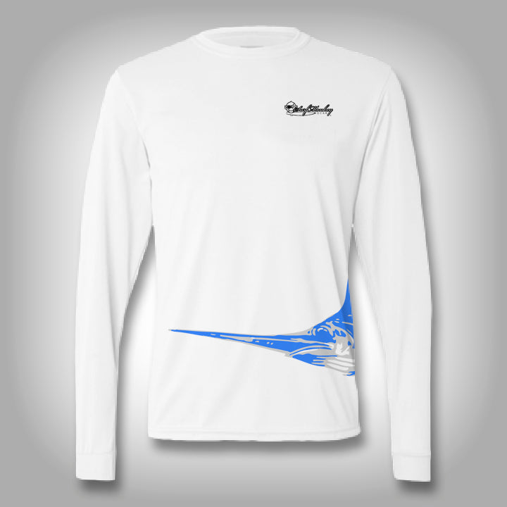 Fish Wrap Shirt - Swordfish - Performance Shirts - Fishing Shirt Medium / White