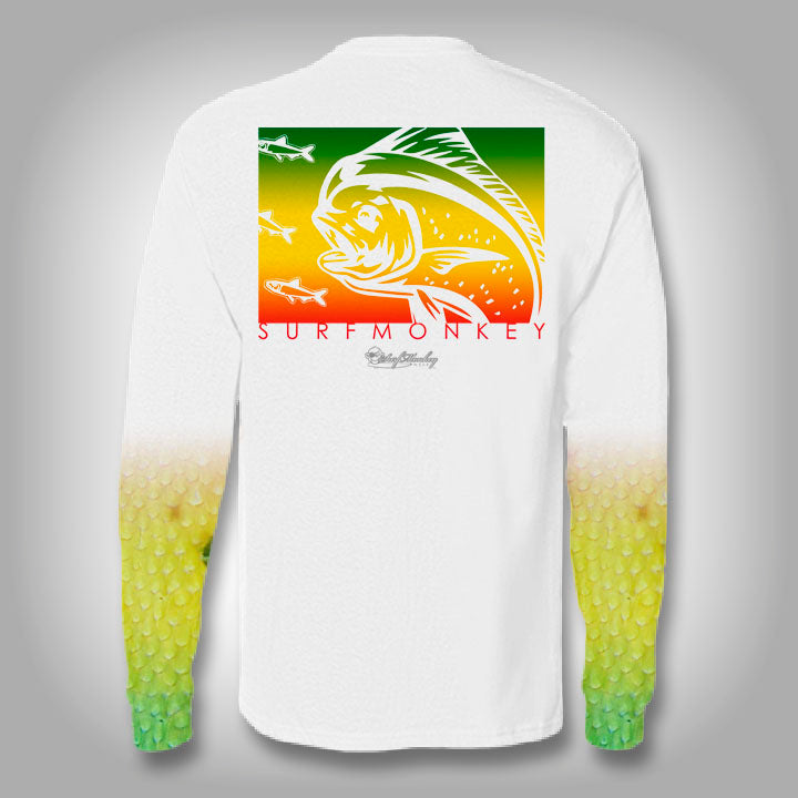 Womens Mermaid Scale Sleeve Shirt - SurfMonkey - Womens Performance Shirts - Fishing Shirt Large / White
