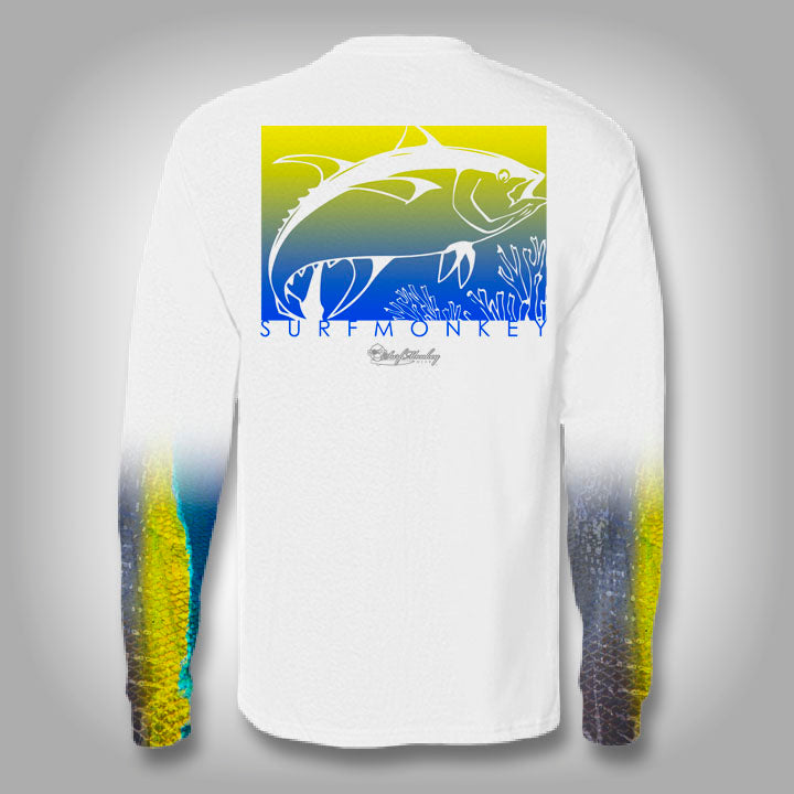 Yellowfin Tuna Scale Sleeve Shirt - SurfMonkey - Performance Shirts -  Fishing Shirt