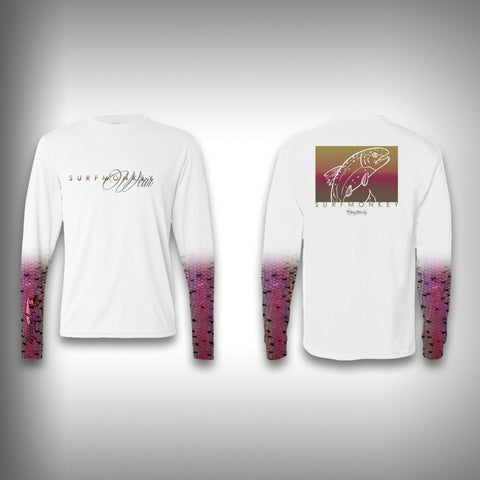 Rainbow Trout Scale Sleeve Shirt - SurfMonkey - Performance Shirts - Fishing Shirt 2x - Large / White