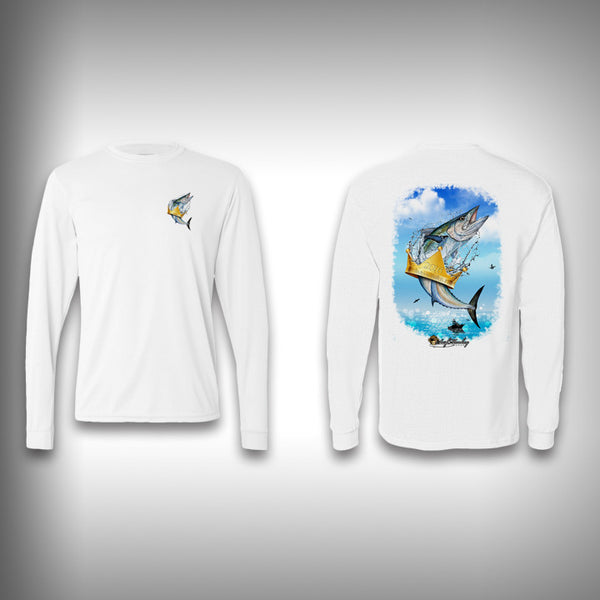 Kingfish Scale Sleeve Shirt - SurfMonkey - Performance Shirts - Fishing Shirt Small / White